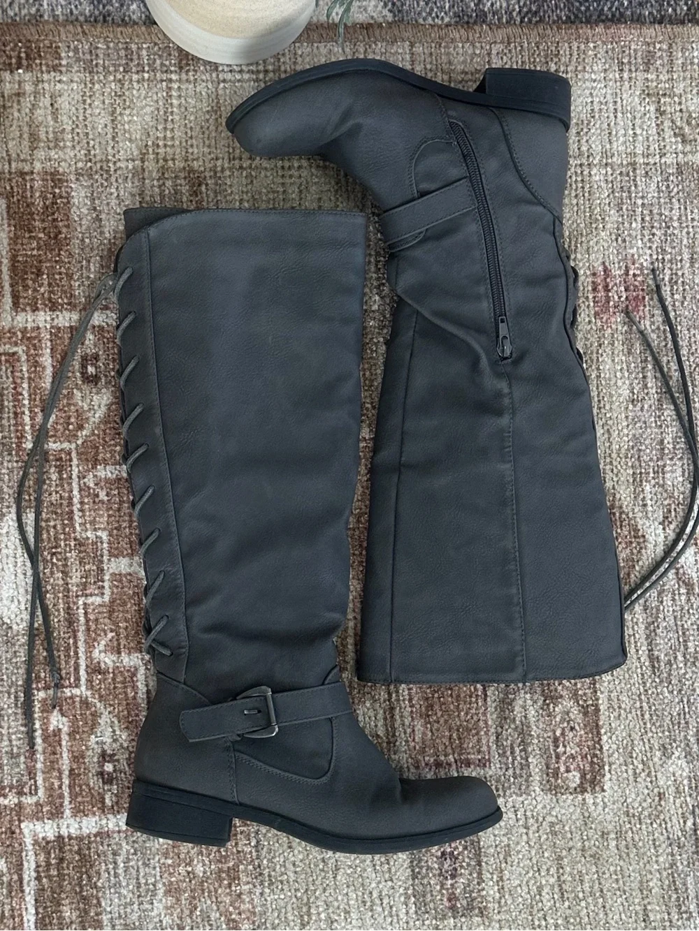 XOXO Women’s Tall Riding Boots Gray Mykie A Boots Size 6M